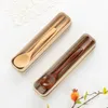 Dinnerware Sets Nature Wood Tableware Wheat Box Students Spoon Chopsticks Cutlery Set Portable Travel Kitchen Accessories