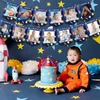 Banner Bandiere Spazio esterno Decorazioni per la prima festa di compleanno Primo viaggio intorno al sole Striscione Po mensile Sistema solare Striscione con foto per bambini Ragazzo 230720