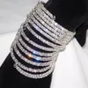 2017 Bangles 12 Rows Spiral Party Silver Gold Plated Rhinestone Bangle Upper Arm Bracelet Cuff Wedding Bridal Jewelry Accessories 215e