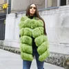 Fursarcar 70cm uzunluğunda gerçek kürk yelek kadınlar için gerçek deri katlar kış kadın kürk ceket lüks dış giyim özelleştirme201016295t