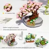 Блоки мини -бонсай строительный блок цветочный креативный растение вишневое цветение дерево