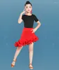 Vêtements de scène jupe latine pour enfants tenues de danse Salsa professionnelles salle de bal Tango Rumba concours robes vente haut