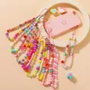 Rainbow Mobile Phone Strap Simple Bracelet Handmade Bead Chain Charm Anti-lost Lanyard Diy Hang Rope Lanyard Jewelry Accessories L230619