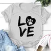 Love Letter Cat Paw Print Short Sleeve Round Neck Loose Casual Large Underlay T-shirt New Women's Wear