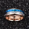 Cluster Rings 8mm Wide Tungsten Carbide Ring Rose Gold Inlaid Blue Shell Meteorite Arrow Dome Steel Wedding Men Jewelry1235b