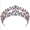 Fermagli per capelli Cristallo rosso barocco Diademi nuziali Corone per le donne Strass Spettacolo Diadema Velo Tiara Fasce per la sposa Accessori da sposa