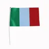 Drapeau à main entière avec poteau en plastique tête ronde 14 21CM Italie drapeau de promotion drapeau de pays en petite taille 100PCS LOT218D