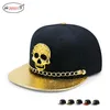 Golna skóra w stylu punk z guzikiem łańcucha Nici Baseball Hip Hop Flat Brim Hat283z