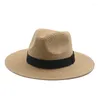 Breda randen hattar sommar män kvinnor mjuk halm panama fedora med band sunhats mössor utomhus strand resor