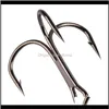 100 st fiskekrokar Högt stål Kolmaterial Treble Black Hook Round Folded Saltwater Bass 30 2 Tackle Tools XHL4B 8NAIL2216