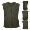 Gilets pour hommes Renaissance Costume Gilet Élégant Gothique À Lacets Vintage Steampunk Gilet Avec Col En V Sans Manches Design