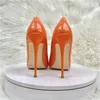 Dress Fashion Orange Women's Pump Snake Pattern Dotted Toe Sexy High Heels 12cm Designer Shoes Plus Size 33-45 230720