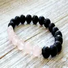 Rose Quartz Lava Yoga Armband Healing Crystals Wrist Mala Pärlor Chakra smycken Natural Stone Womens Yoga Armband288C