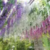 Dekorativa blommor 110 cm långa 3 grenar för ett stycke Artificiellt blommor Silk Wisteria Vine Party Wedding Decoration