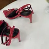 Sandalen SAVANAH Rood Wit Stiletto Hoge Hakken Prom Bruid Schoenen Zomer INS Vrouwen Westerse Puntschoen 8 cm Dunne Hoge hakken Hasp Sandaal 230719