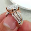 Unique Style Femme Petit Zircon Pierre Anneau De Luxe Grand Argent Or Bague De Fiançailles Mignon De Mode De Mariage Bagues Pour Women257z