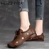 Sandálias Primavera e Verão Botas Simples De Couro Macio Estilo Étnico Retro Feito à Mão Curto Meia-Idade Mom Sola Couro