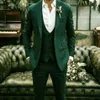 Clásico verde país boda esmoquin trajes para hombre 3 piezas Slim Fit dos botones novio desgaste hombres trajes fiesta de graduación cena chaqueta chaqueta 264i