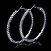 Hoop Huggie Fashion Damen 50 mm Braut Silber Farbe Kristall Diamante Strass Runde Ohrringe für Frauen Hochzeit Abschlussball Accessorie197G