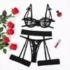 Lace embroidery women bowknot Sexy Lingerie sets See-through outfit 3 piece she in Sexy underwear set wholesale szmdn1330