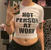 T-Shirt da donna Cutistation Person at Work Camicia Cropped Baby Tee Y2K Lettera Stampa Divertente Slogan T-shirt Donna Sexy Slim 2000s Baddie Outfit 230719