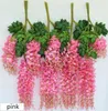 Fiori decorativi lunghi 110 cm 3 rami per decorazione di nozze per feste di glicine di seta fiore artificiale di un pezzo