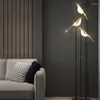 Lampy podłogowe nowoczesne led złoty stół do dekoracji ptaków salon sypialnia biurko