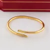 Pulsera de diseño de alta calidad Pulsera de uñas Brazaletes de diseño para mujeres Hombres Titanio Acero inoxidable Chapado en oro Plata Joyería rosa Pulseras de diamantes GBJ0