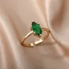 Zircon vert anneaux pour femmes en acier inoxydable réglable pierre de naissance doigt Couple anneau femme mariage esthétique bijoux cadeau 2023