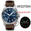 Nowy Mark XVIII Petit Prince Miyota 821a Automatyczne męskie zegarek IW327004 STEL CUSE BLUE TEL BELL MAKERY BRĄZOWE LEATHE Puret2820