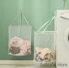 Opbergmanden Hangende netzak opvouwbare mand voor vuile kleren ponsvrij hangend kledingopbergrek vuile kleren frame wasmand stora R230720