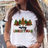 Duża koszulka kobiet dla kobiet w nowym roku White Christmas Women's Druku