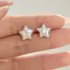 Stud Hang Seng 1012mm Natural Pearl White Five Point Star Baroque Earrings 925 Sterling Silver Cut Womens Jewelry Gift 230719