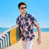 Mens Casual Shirts Summer Breathable Hawaiian Men Coconut Tree Printed Short Sleeve Button Down Vacation Chemise Homme Plus Size 3XL 4XL 5XL 230720