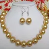 Collier de perles rondes en coquille de mer du Sud jaune naturel de 10 mm Ensemble de boucles d'oreilles de 18 po243h