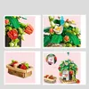 Block Ny romantisk söt växt Strawberry Potted Flowers Gardens House Building Blocks Classic Model Mini Bricks Set Kids Kits Gift R230720