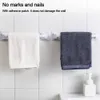 Kitchen Bathroom Wall Bath Towel Holder Rail Rack Self Adhesive Towel Rod Bar Portable Useful Household Gadget L230704