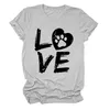 Love Letter Cat Paw Print Short Sleeve Round Neck Loose Casual Large Underlay T-shirt New Women's Wear