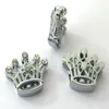 Hela 10mm 100 st lot Rhinestones Crown Slide Charm Diy Accessories Passar för 10 mm läder armband armband258h