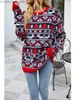 Sweter damski świąteczny Sweter Kobiet Sweatters Women z wzorem reniferowym - wygodne łosie z długim rękawem i drukowane drstring Knit Z230811