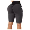 Женские леггинсы сплошные отжимания с карманными укороченными брюками с высокой талией растягиваемые Jeggings Тренировки фитнес