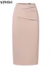 Jupe été plissé Sexy jupes 2023 VONDA couleur unie longue taille haute décontracté Streetwear élégant fête Midi bas Femme 230720