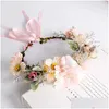 Headpieces Brides Festive Wreath Princess Pink Ribbon Bow Tie Headband Fashionable Bridesmaid Headdress Hh-0039-A Drop Delivery Part Dhtfo