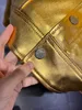 Hochwertige Herren-Lederjacke, luxuriöse, einreihige goldene Jacke mit Cargotasche und Top-Marken-Designerjacke