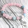 MG0640 Pulseira Feminina Quartzo Rosa A Grau Aquamarine Energy Bracelet Tree of Life Charm Yoga Mala Bracelet278E