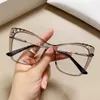 Sunglasses Frames Cat Eye Anti Blue Light Optical Glasses Women Crystal Cut TR90 Fashion Computer Eyeglasses