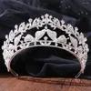 Fermagli per capelli Cristallo rosso barocco Diademi nuziali Corone per le donne Strass Spettacolo Diadema Velo Tiara Fasce per la sposa Accessori da sposa