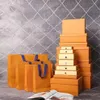 Coffret cadeau orange cordon v boîtes sacs en tissu affichage mode ceinture écharpe sac fourre-tout bijoux collier bracelet boucle d'oreille porte-clés Penda220s