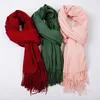 Brand Cashmere Scarf 100% kaszmirowy szalik mężczyzn i kobiet klasyczny zwykły szalik oryginalna etykieta pokazująca Real237T