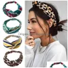 Fasce Bohemian Women Suede Soft Solid Print Vintage Cross Knot Fasce elastiche per capelli Bandane Fasce per capelli per ragazze Accessori 99 Drop D Dhtad